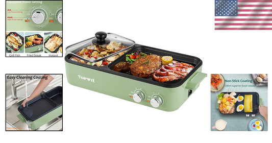 Eco-Friendly 2-in-1 Electric Hot Pot & Grill with Dual Temperature Control