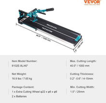 Load image into Gallery viewer, Professional Grade 40-Inch Tile Cutter with Adjustable Rulers - Ergonomic Design