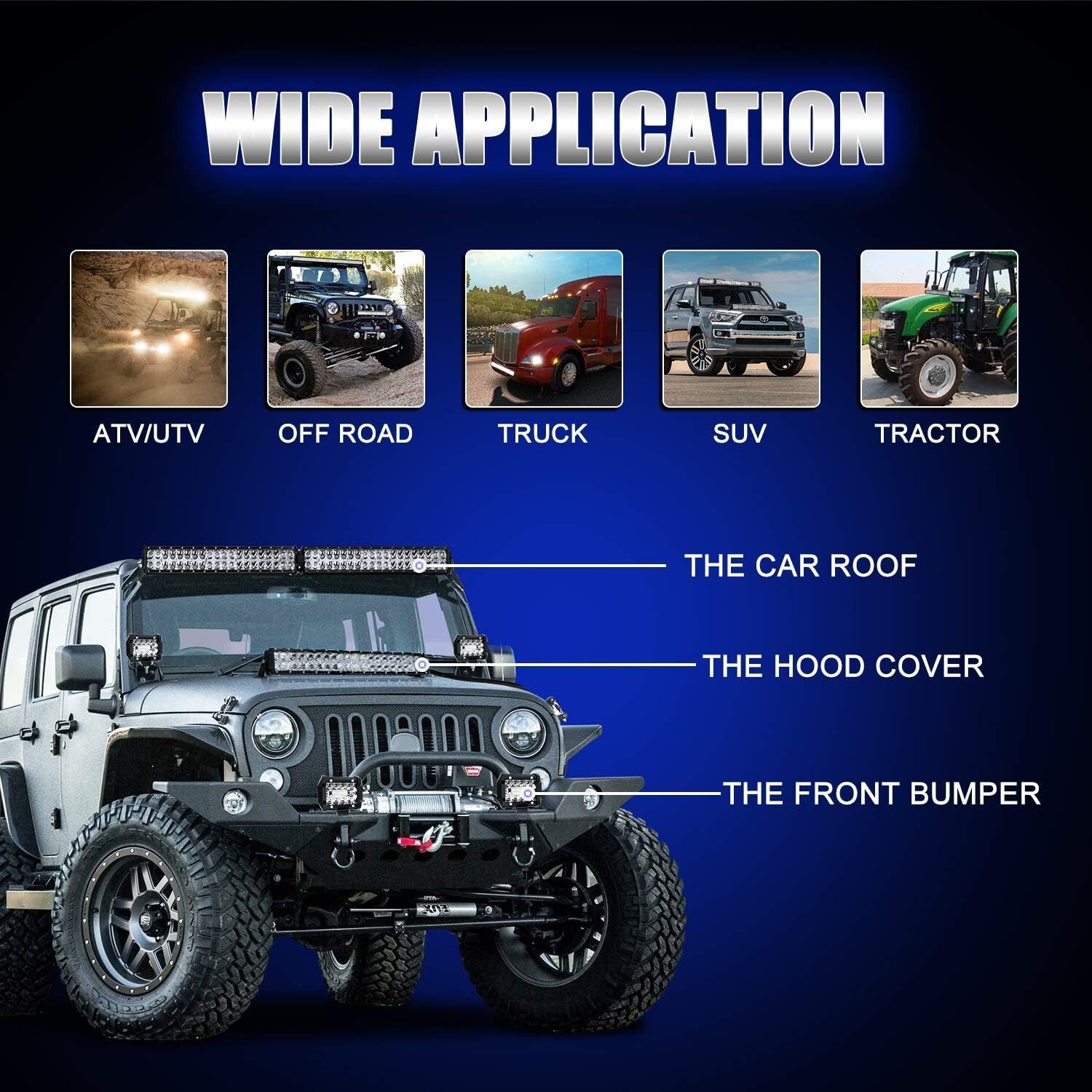 LED Light Bar Kit - 42" & 22" + 4 Pods, 28000LM, Waterproof Offroad Lights