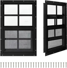 Load image into Gallery viewer, 2 Pack 12" x 18" Sliding Shed Windows with Tempered Glass &amp; Screens, Black