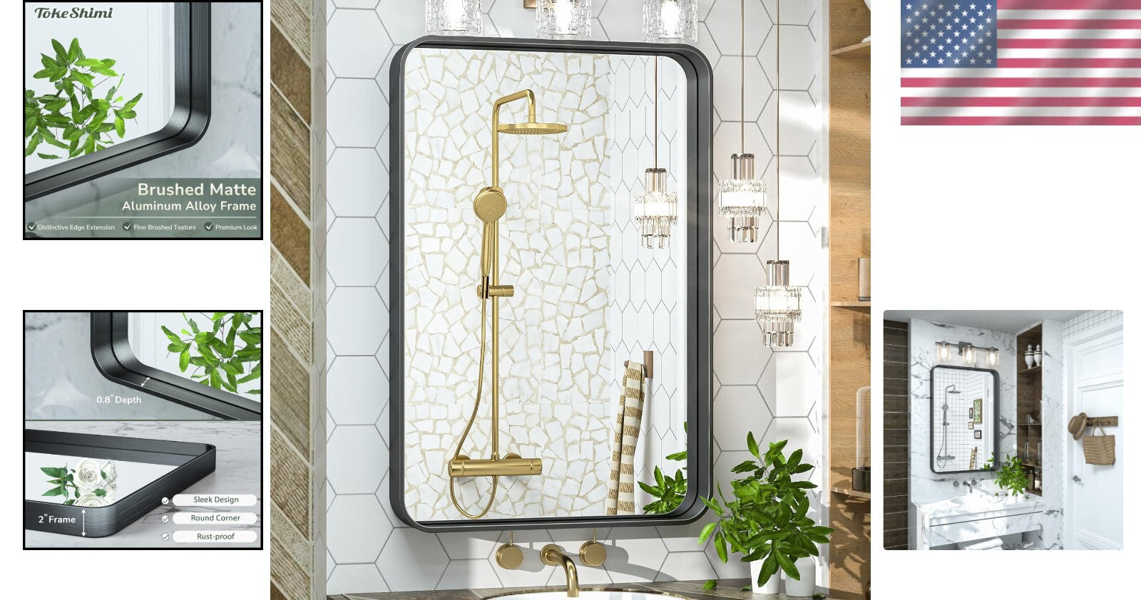 Modern 20"x30" Matte Black Vanity Mirror - Frameless Design & High Clarity