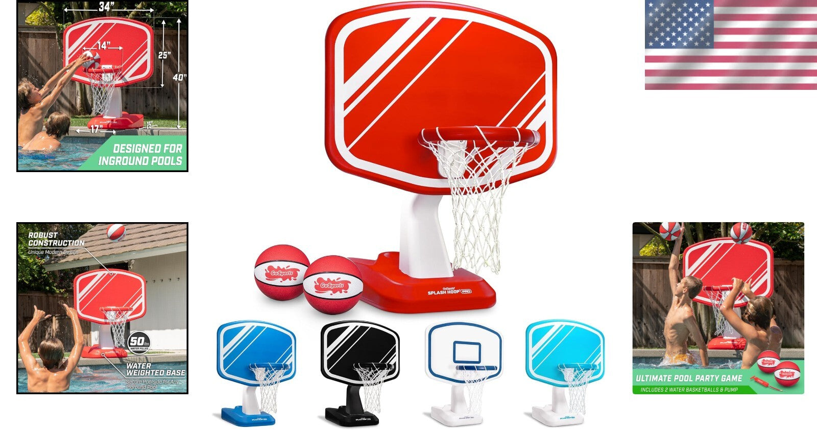 All-in-One Splash Hoop PRO: Pool Basketball Setup with Balls & Pump Included