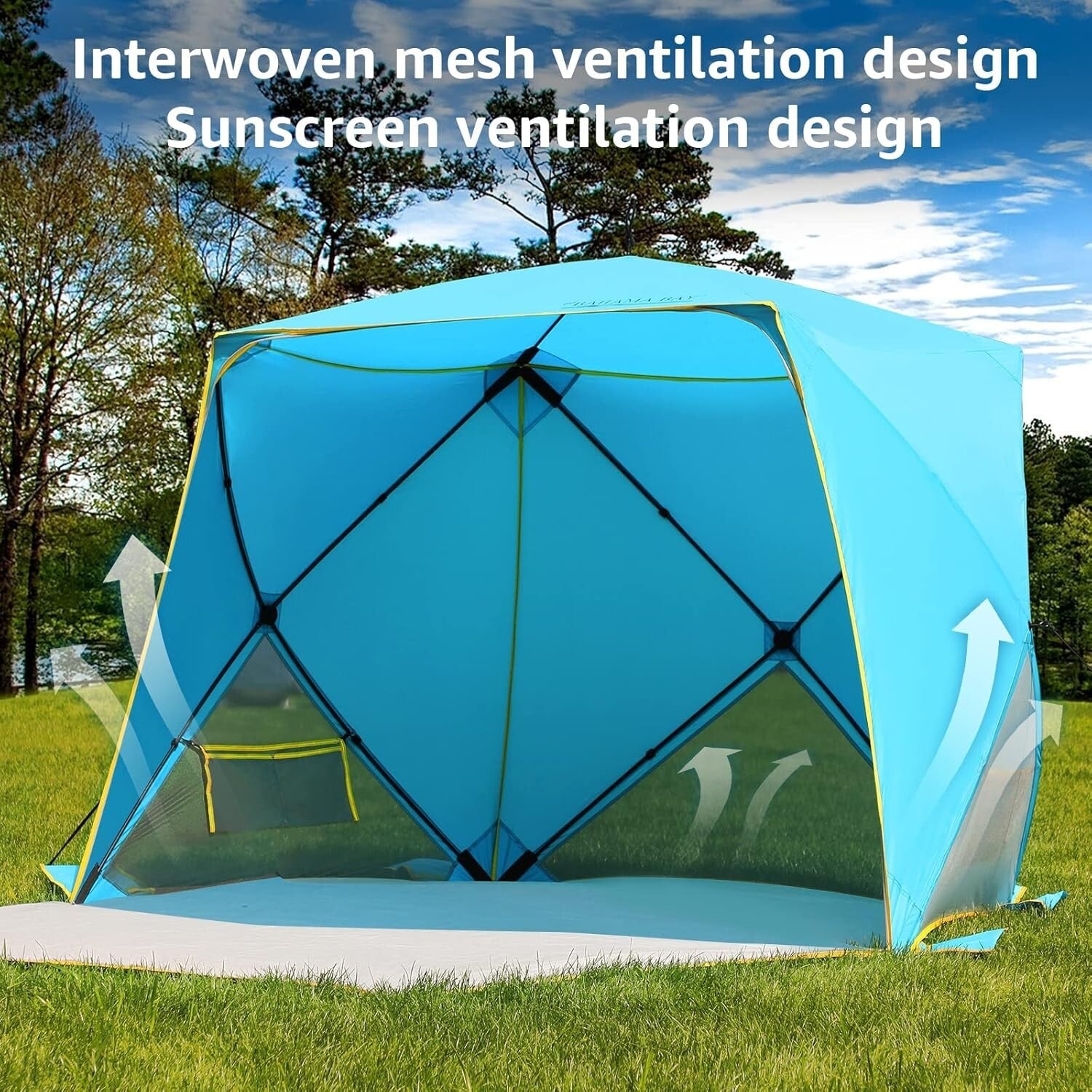 Spacious Pop-Up Beach Tent for 4 - Portable UV Sun Shelter with 360° Ventilation