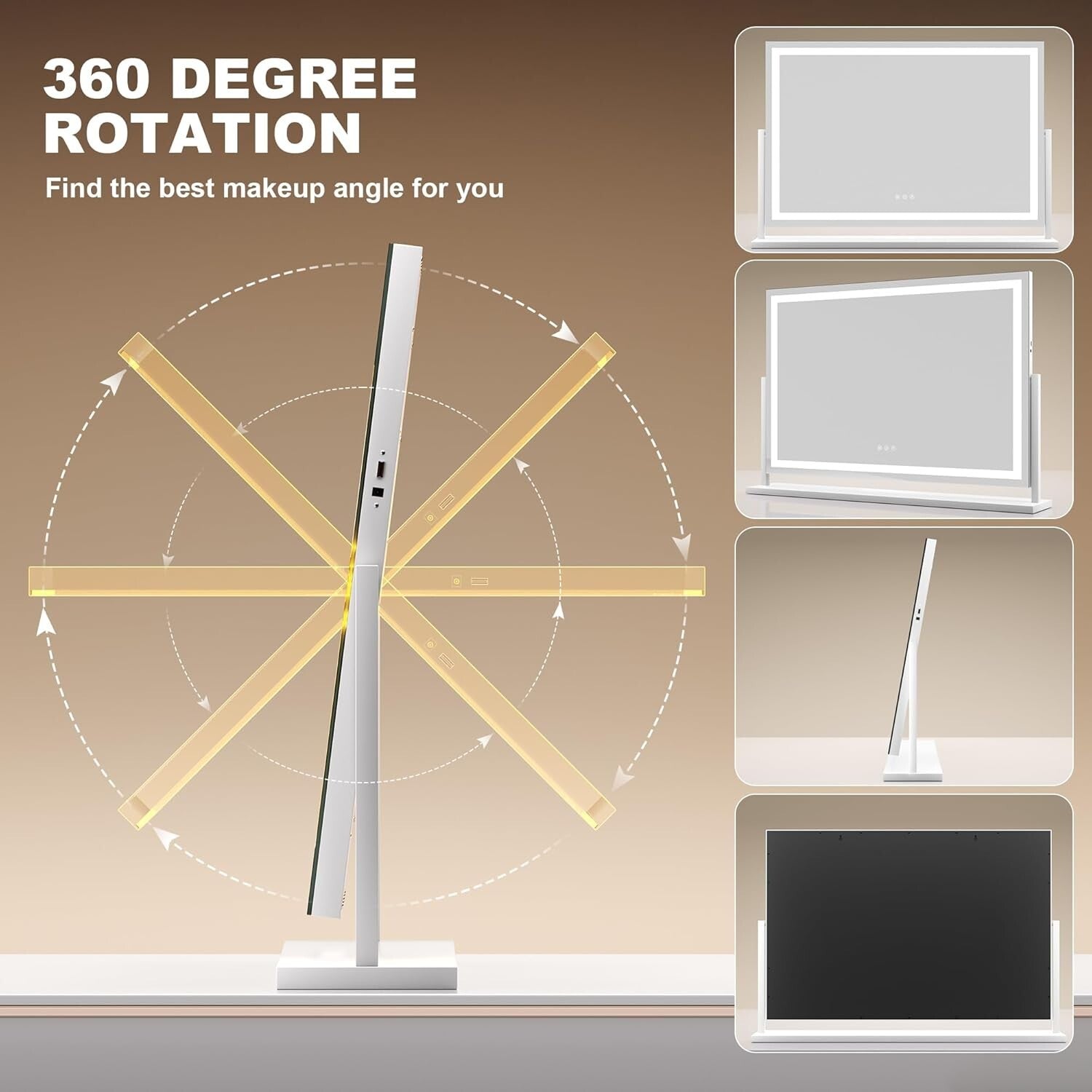 Modern LED Makeup Mirror with 10X Magnification - USB and Smart Touch Features