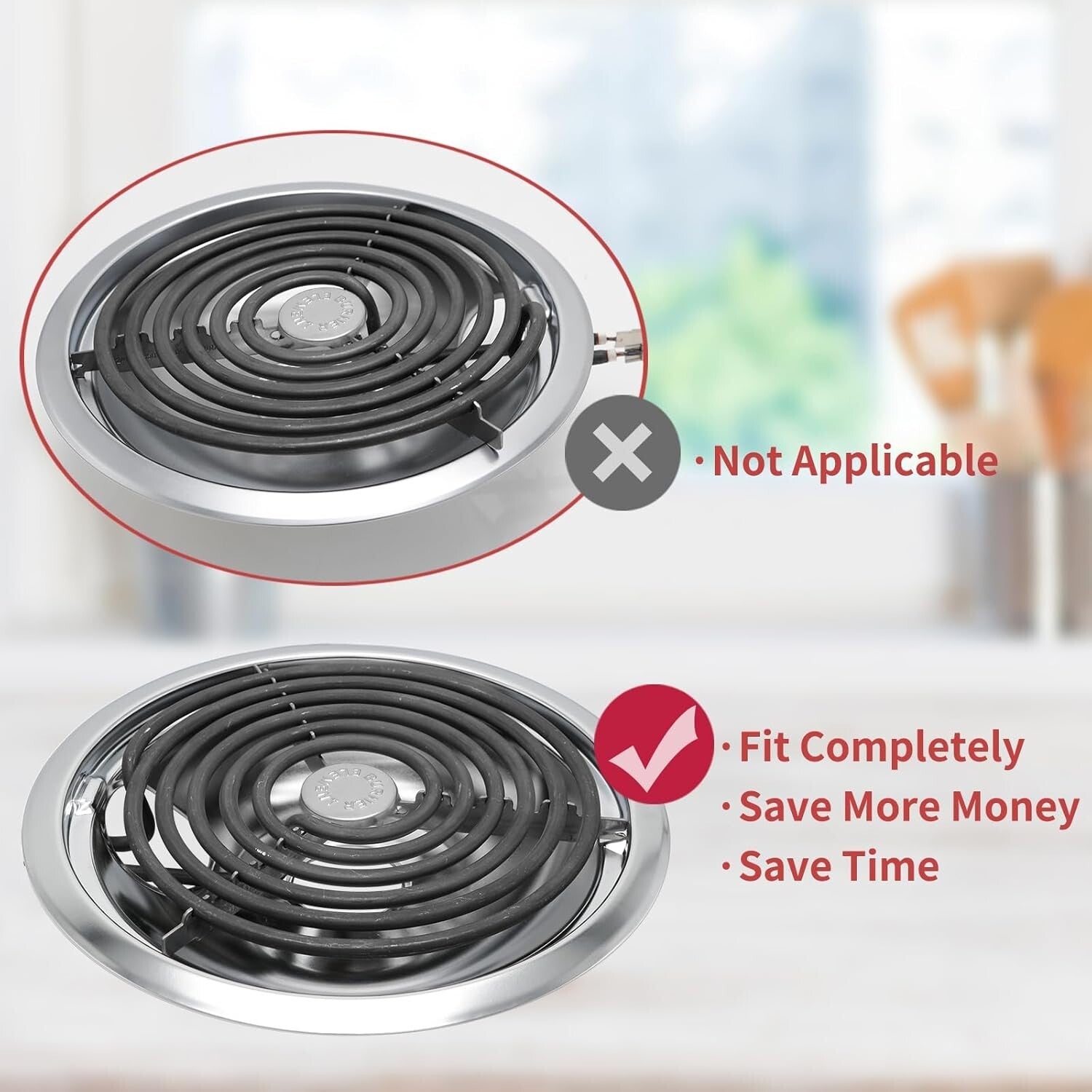 6" & 8" Drip Pan and Burner Element Set for GE & Hotpoint Stoves - Easy Care