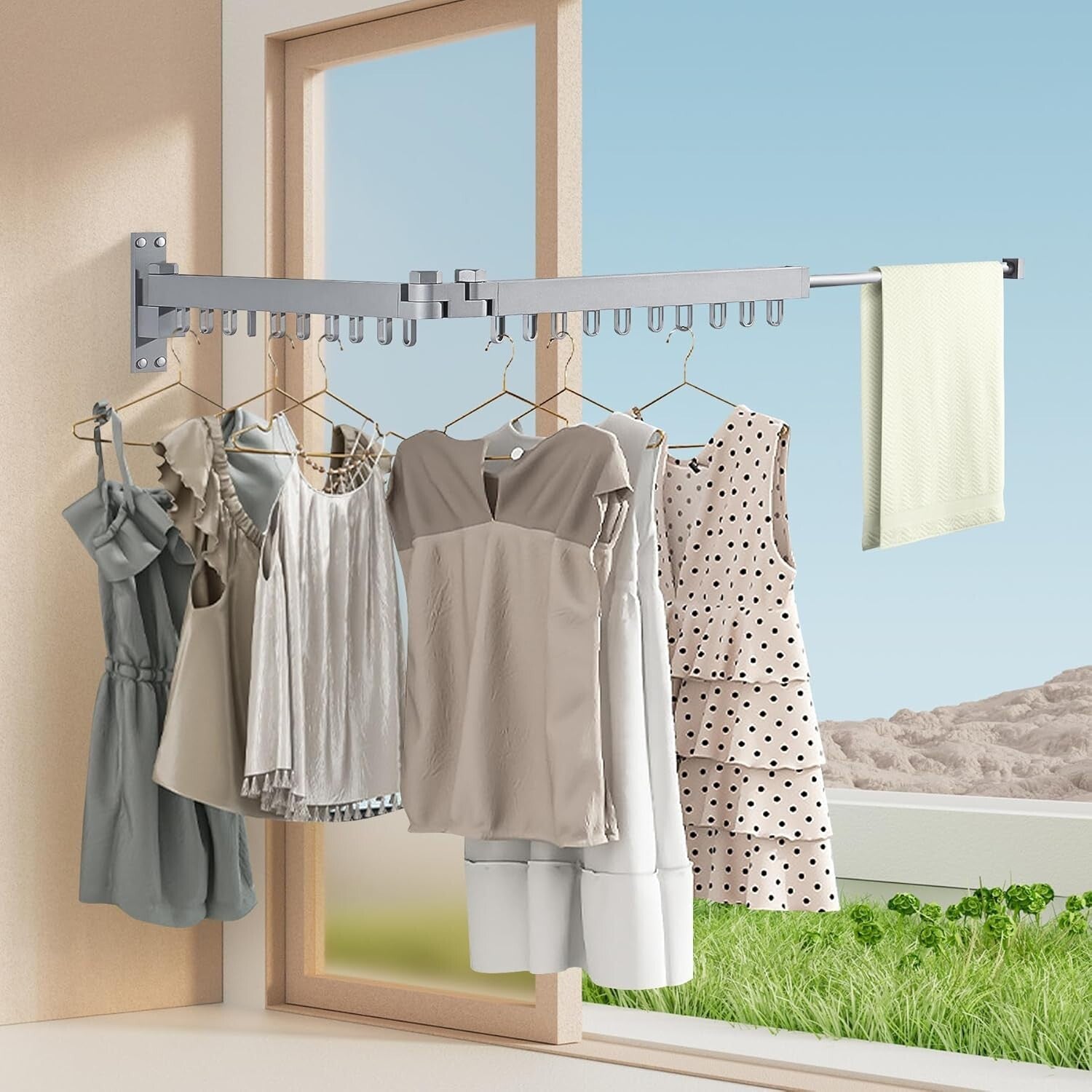 Retractable Laundry Drying Rack - Space-Saving 330 lbs Capacity, Aluminum Frame