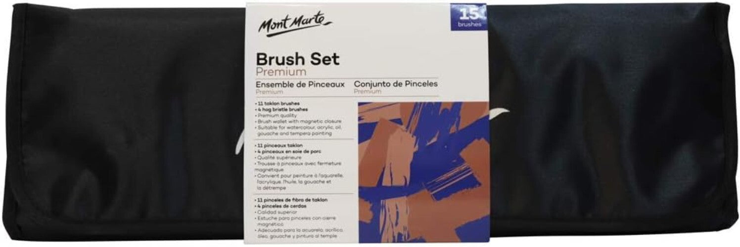 15-Piece Premium Paint Brush Set in Roll Case - Perfect for Artists Everywhere