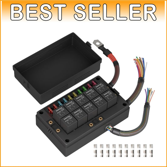 12V Pre-Wired Relay Fuse Block with High-Power Wiring - Organizes Marine Systems