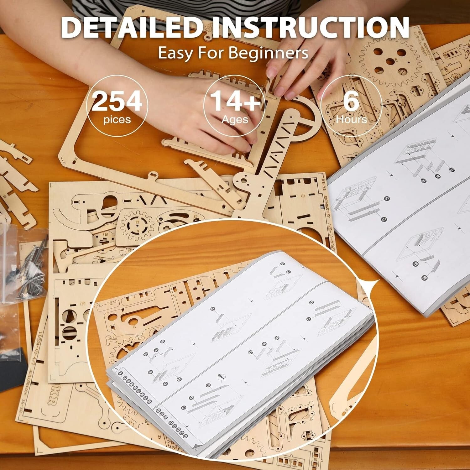 Engaging 3D Wooden Puzzle Kit - Decorative Marble Run for Adults & Kids 12-14