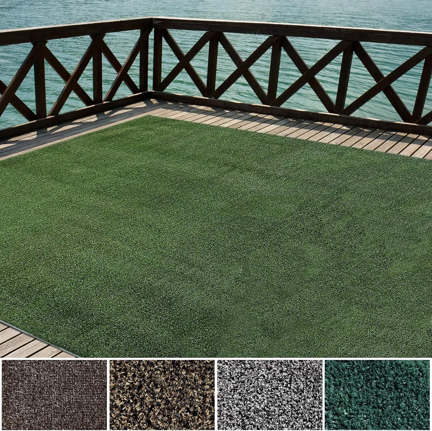 Lightweight and UV-Stabilized 12' x 10' Synthetic Grass Carpet - Fray-Free Edges