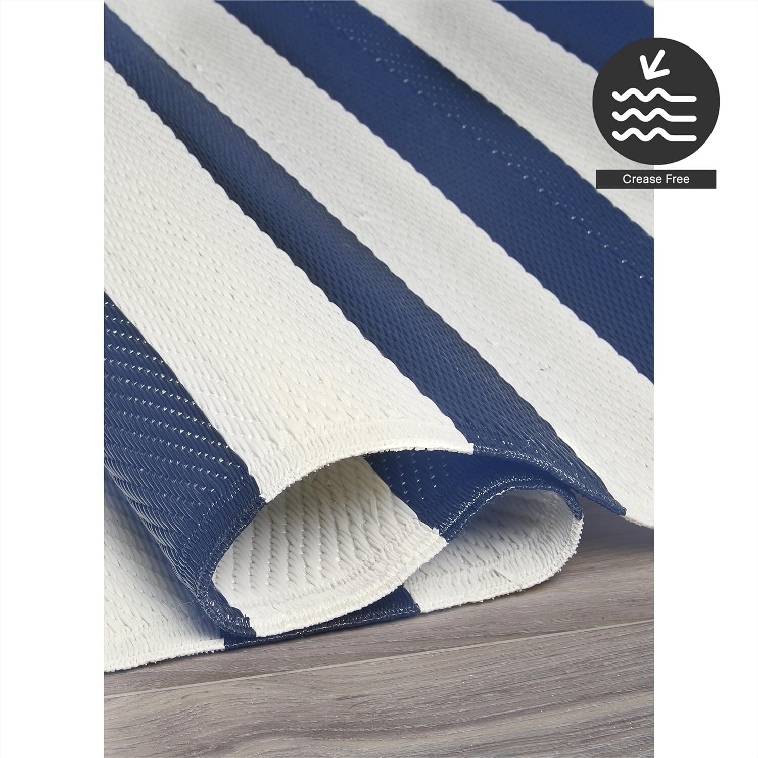 Stain Resistant Outdoor Rug - Waterproof Recycled Plastic, 4x6 ft Blue Stripes
