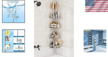 Load image into Gallery viewer, Stainless Steel Shower Corner Shelf with Adjustable Height &amp; Towel Bar - Silver