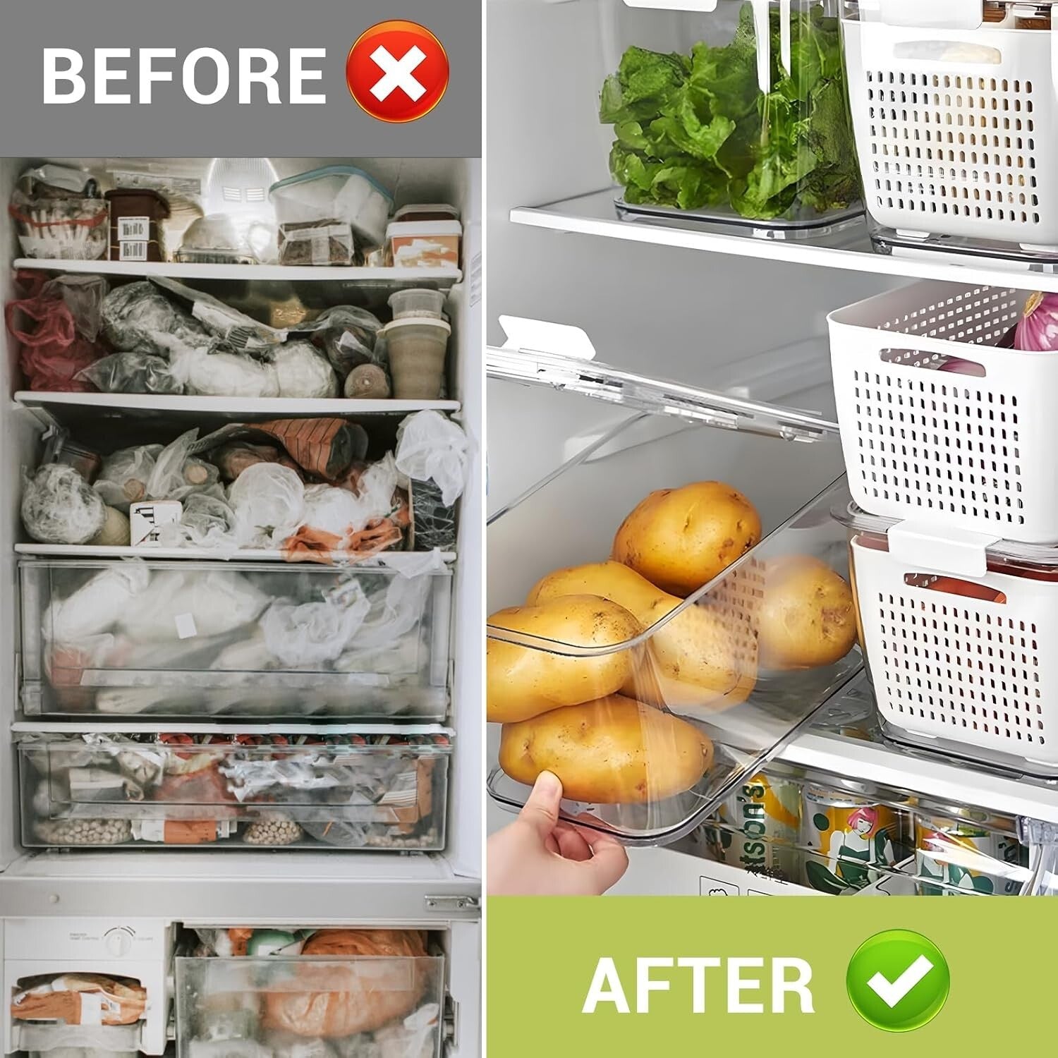 Large Capacity 4-Pack Fruit & Vegetable Storage Containers with Ventilation Lids