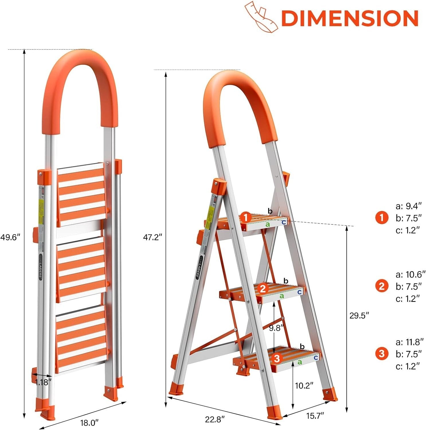 350lbs Lightweight Foldable 3-Step Stool with Anti-Slip Grip | Home & Kitchen