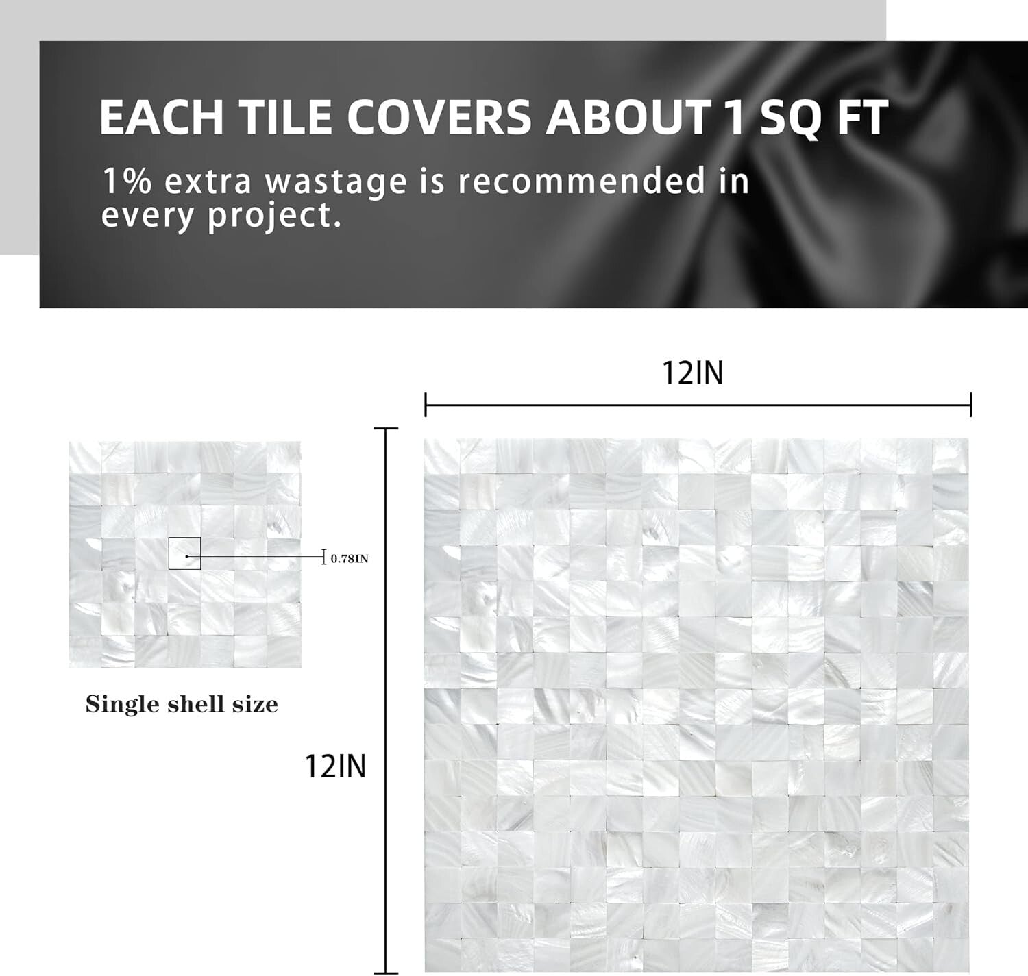 Water-Resistant 12" x 12" Mother of Pearl Shell Tiles for Stylish Renovations