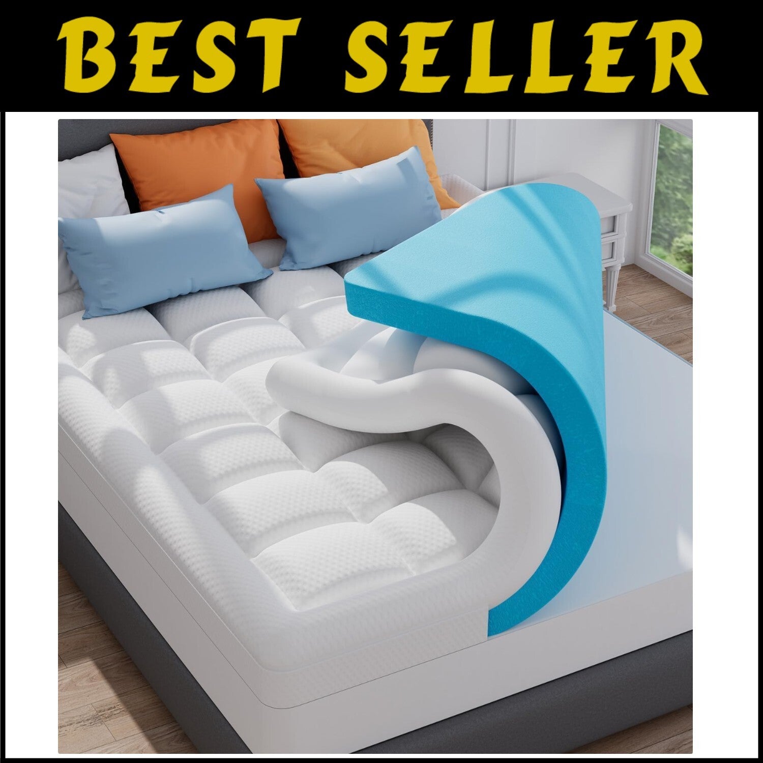 Washable 3-Inch Cooling Gel & Pillow Top Mattress Topper for Ultimate Comfort