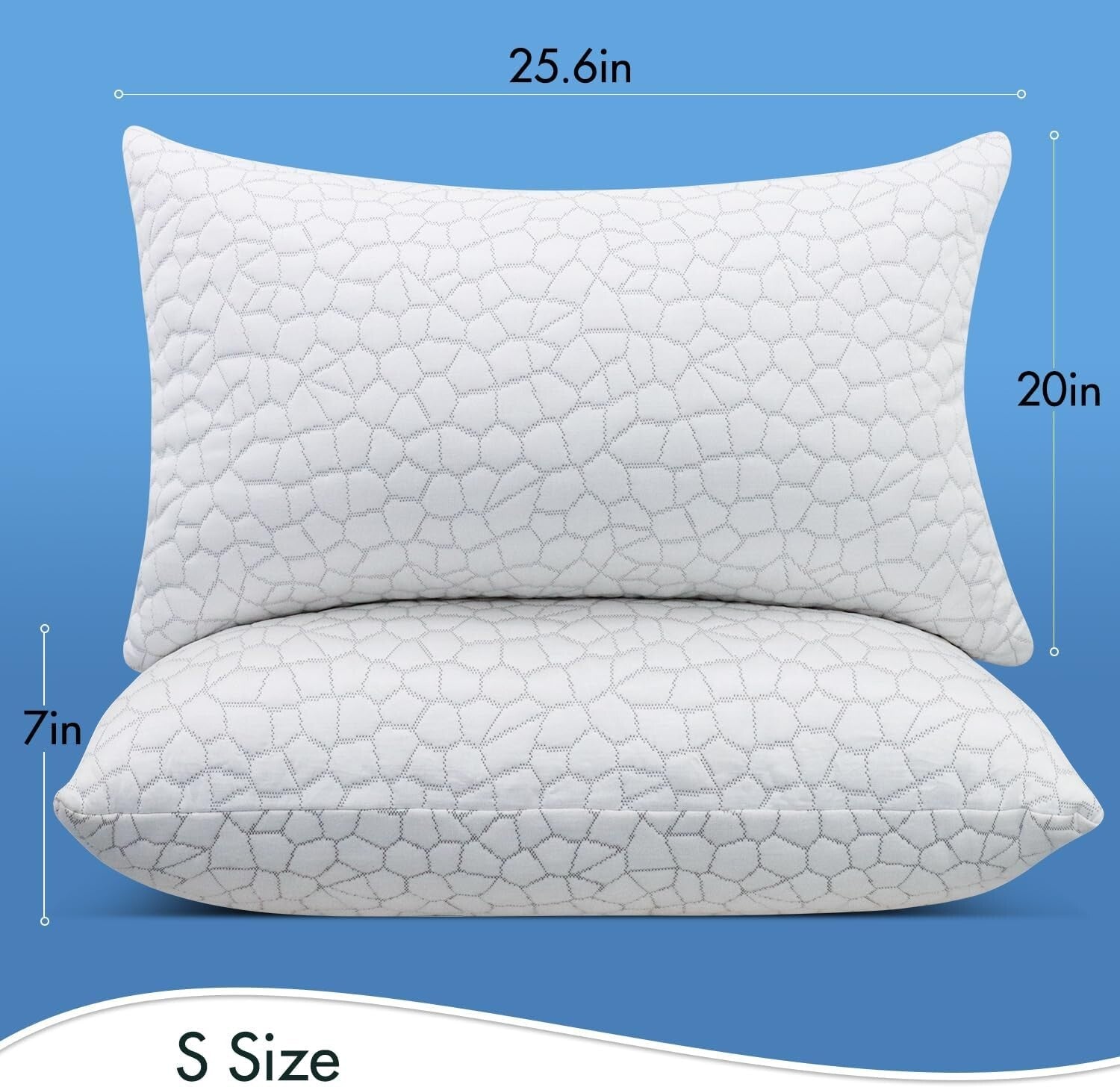 Luxury Cooling Gel Memory Foam Pillows - Adjustable Shredded Comfort (2 Pack)