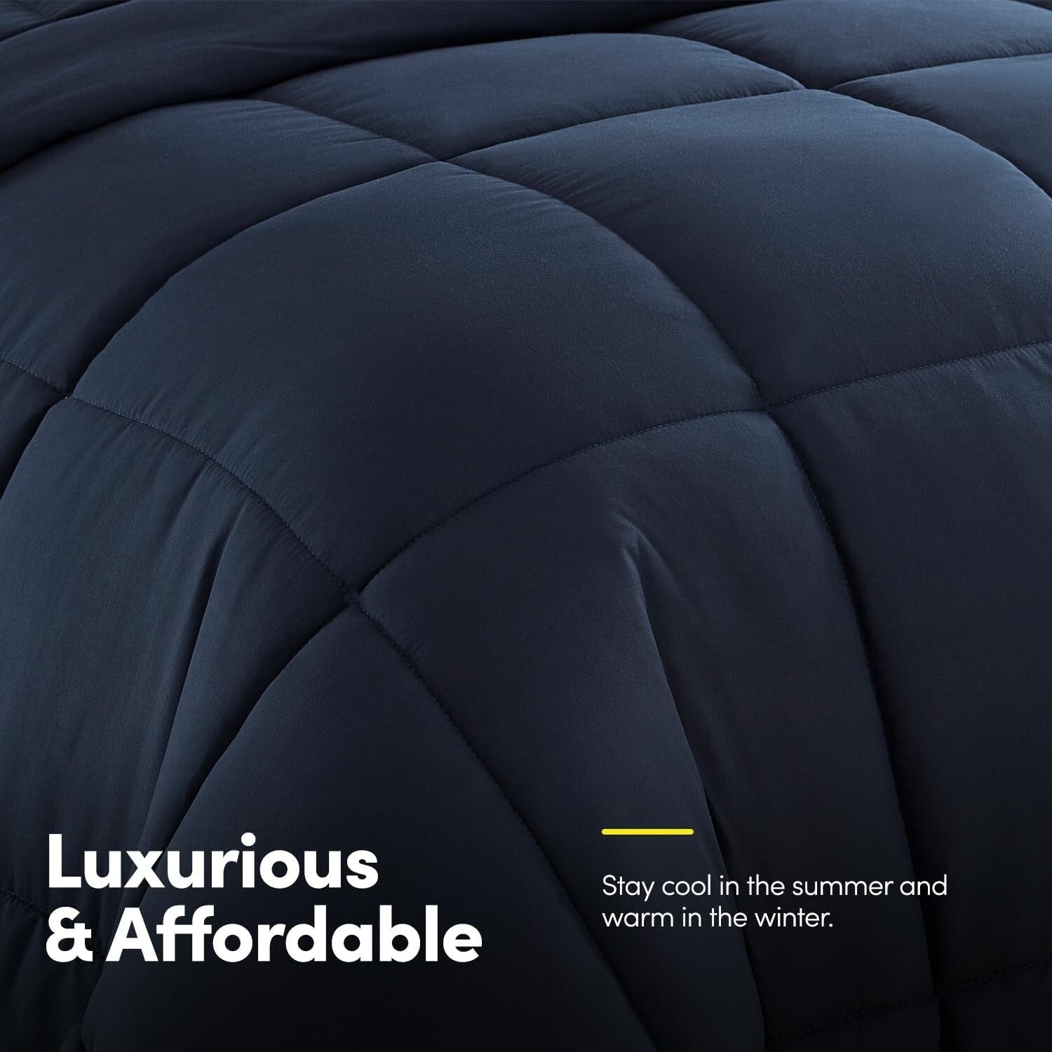 Elegant Down Alternative Comforter and Microfiber Sheet Set in Navy - Twin Size