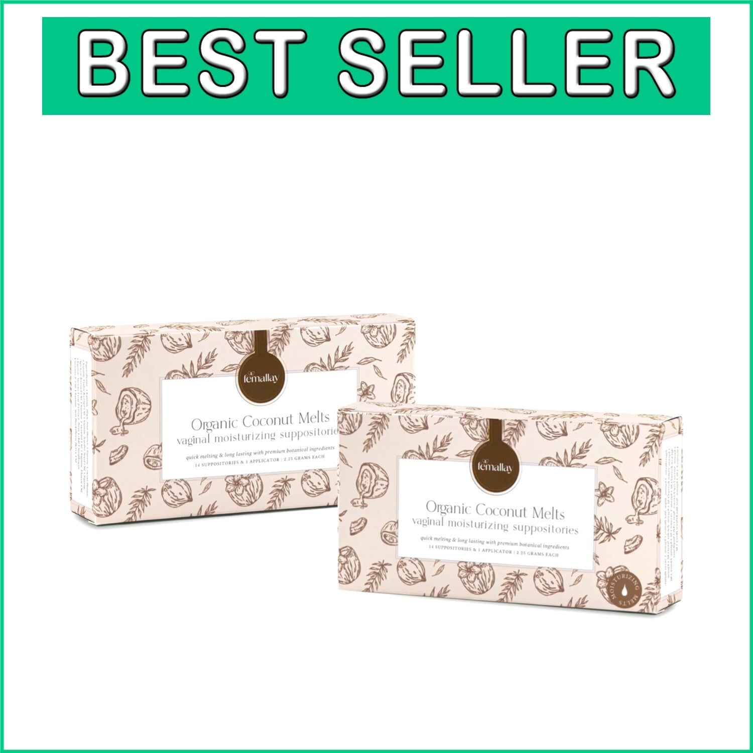 Fast-Acting Natural Suppositories for Vaginal Hydration and Odor Relief - 2 Pack