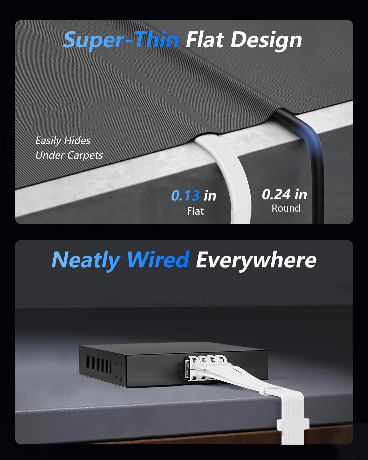 Durable 125 FT Cat 8 Ethernet Cable with Gold-Plated Connectors - Indoor/Outdoor