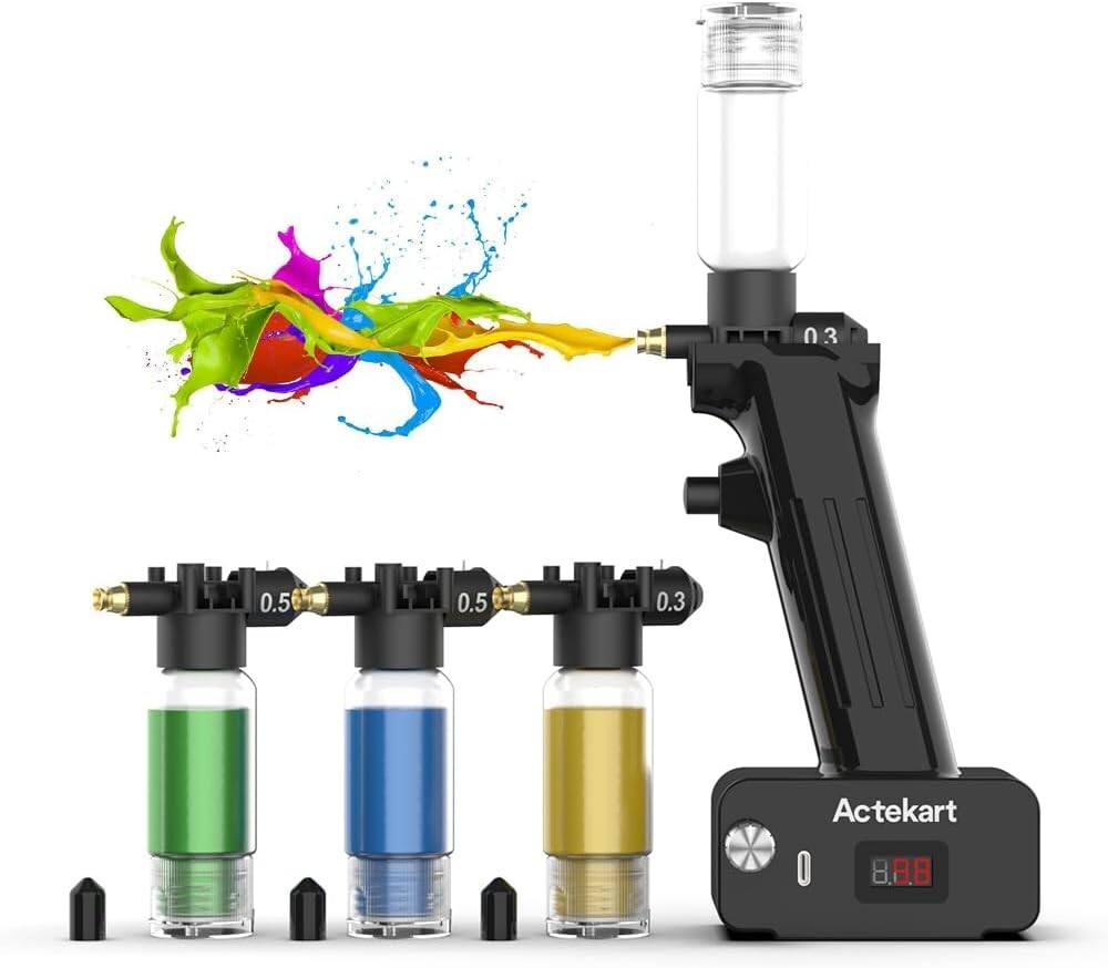 Adjustable Air Pressure Cordless Airbrush - 4 Modular Tips for Versatile Use