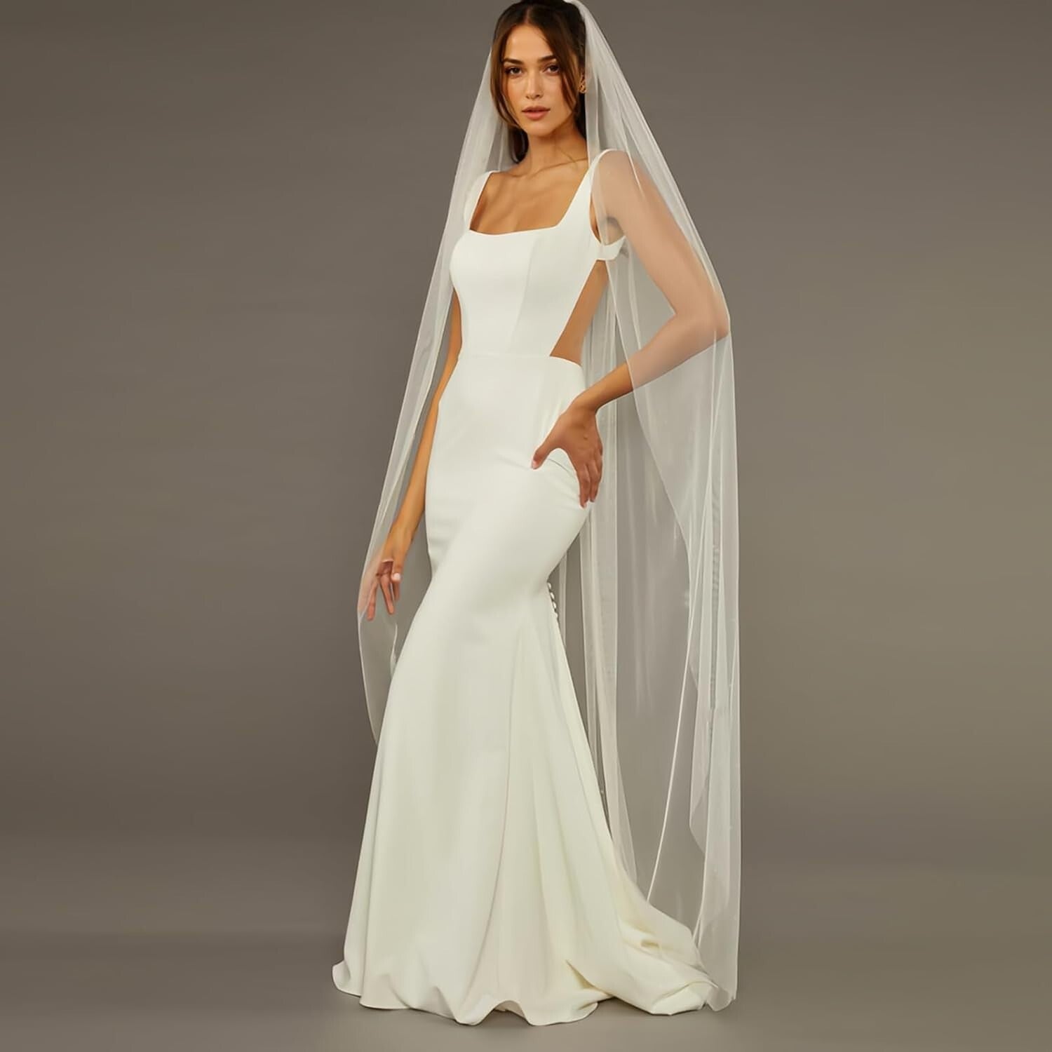 Handmade Pearl and Crystal Beaded Edge Bride's Veil - 78" Fingertip Length