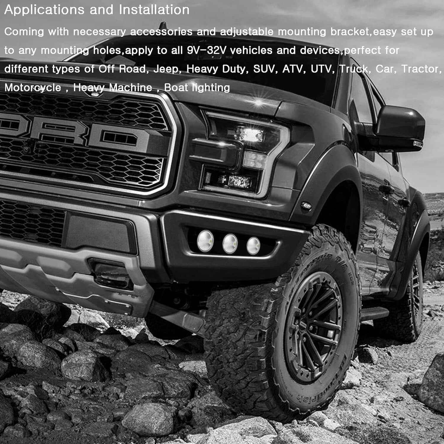 2-Pack 4 Inch White LED Fog Lights with Brackets - Ideal for 4WD and Outdoor Use