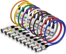 Load image into Gallery viewer, 2ft XLR Cable Set - 10 Colors, 3-Pin Male to Female for Mixer &amp; Speakers