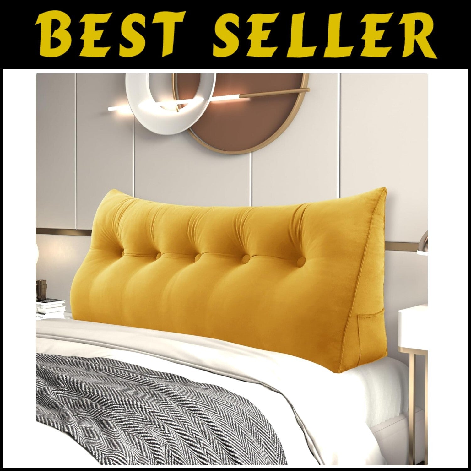Luxurious Velvet Headboard Wedge Pillow - Ergonomic Triangular Backrest Support