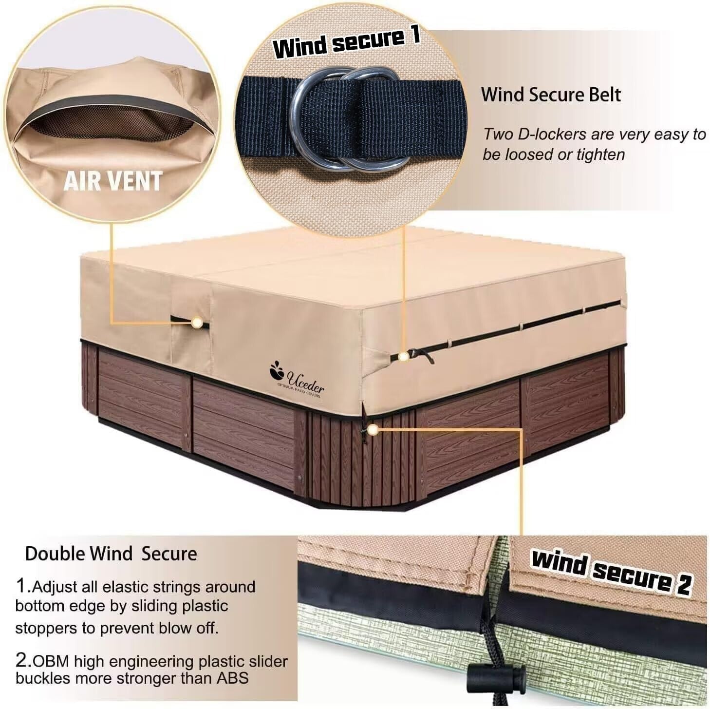 Durable Outdoor Hot Tub Cover - 83" Fit - Waterproof Protection for All Seasons