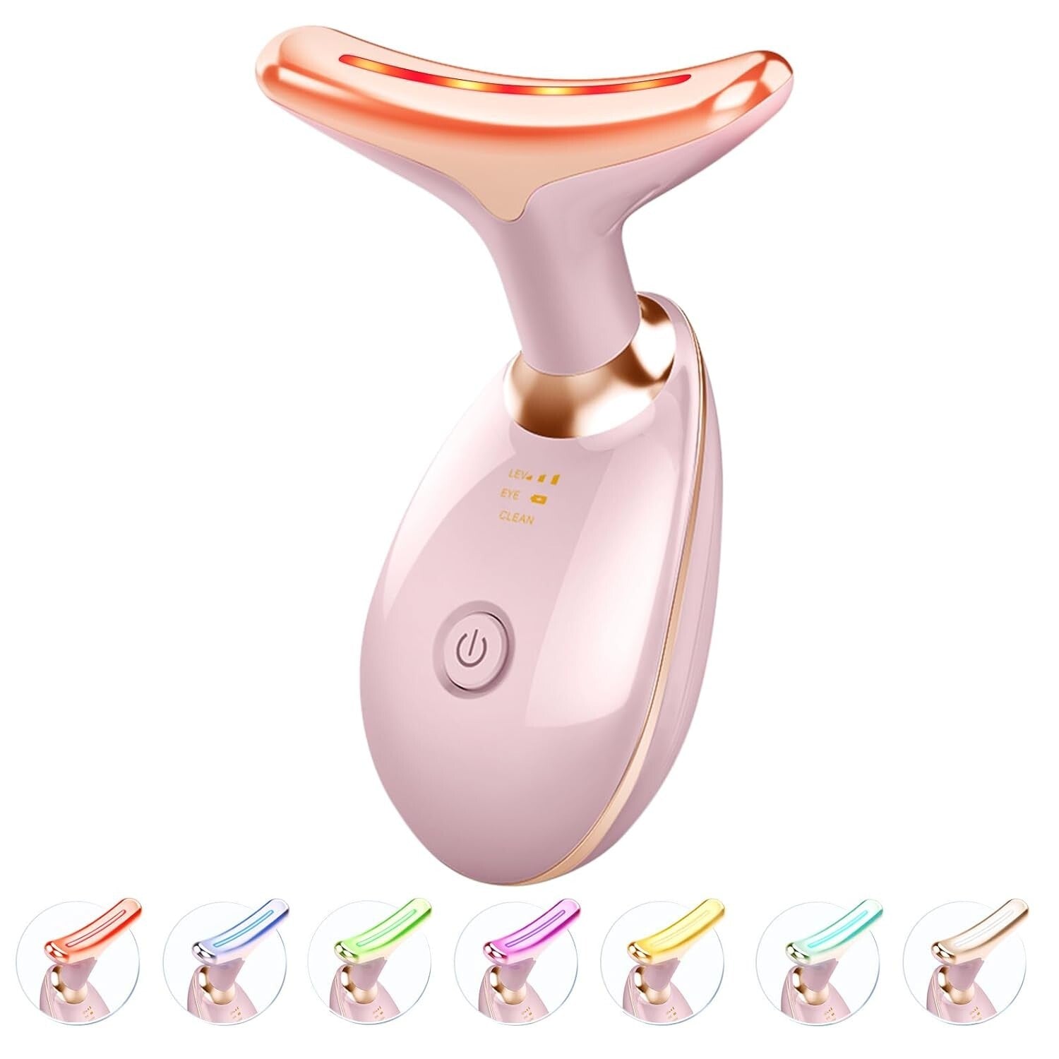 Multi-Functional Skin Care Device: Glossy Pink Face & Neck Massager with Heat