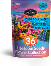 Load image into Gallery viewer, Heirloom Flower Seed Collection | 36 Assorted Pollinator Plants for Your Garden
