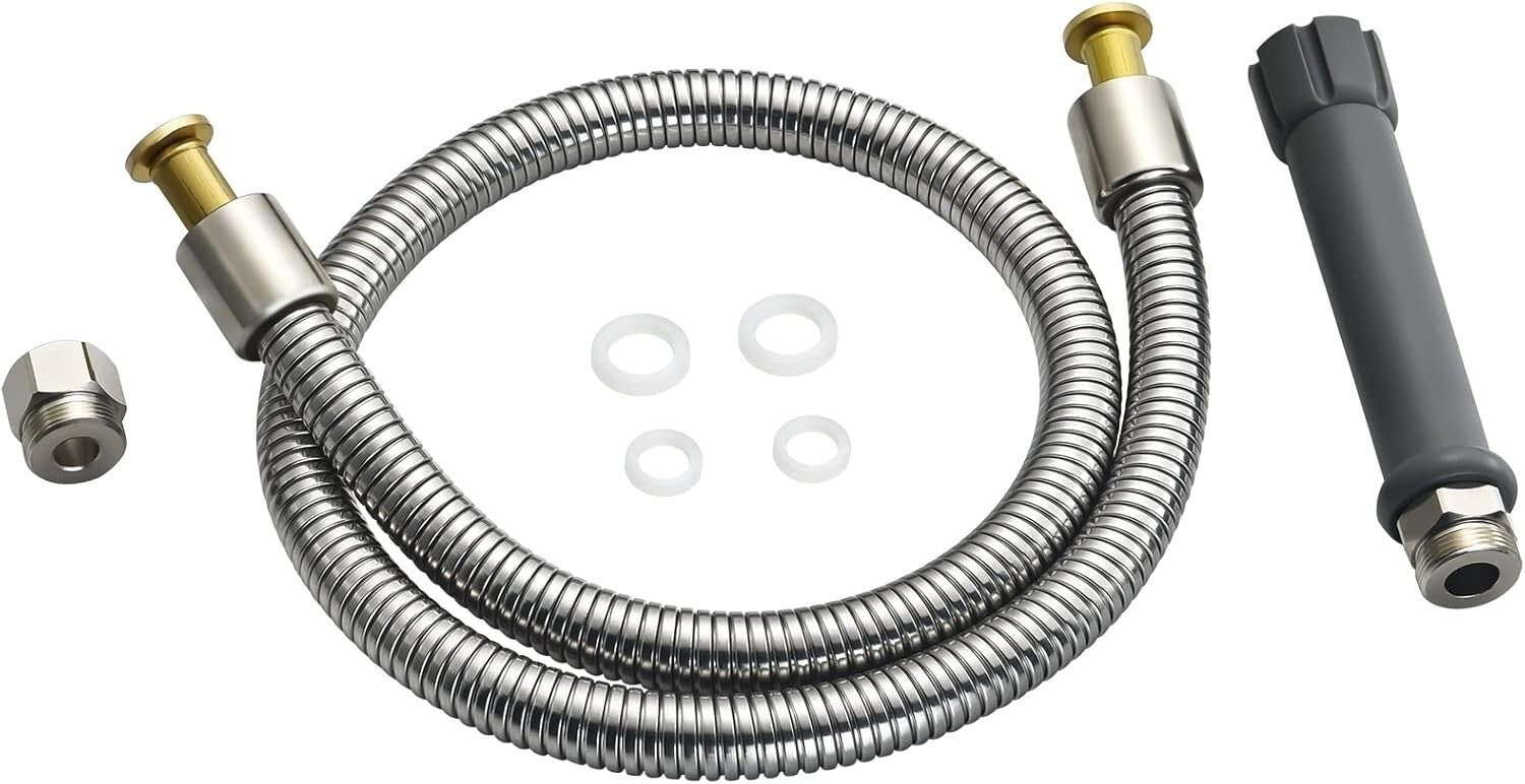Commercial Grade 44” Stainless Steel Pre-Rinse Hose with Chrome & Brass Fittings