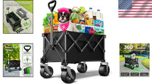 Load image into Gallery viewer, 220lb Capacity Collapsible Beach Wagon with Large Wheels - All-Terrain Utility