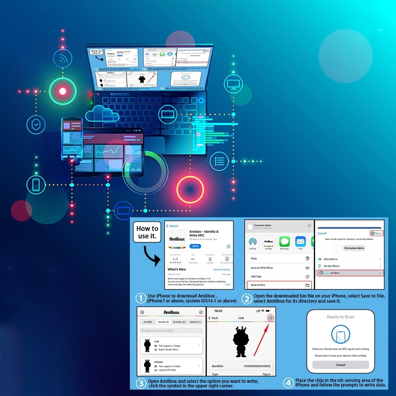 Premium 200 NFC Cards, 504 Bytes Memory, Smooth PVC Finish - Quick Share