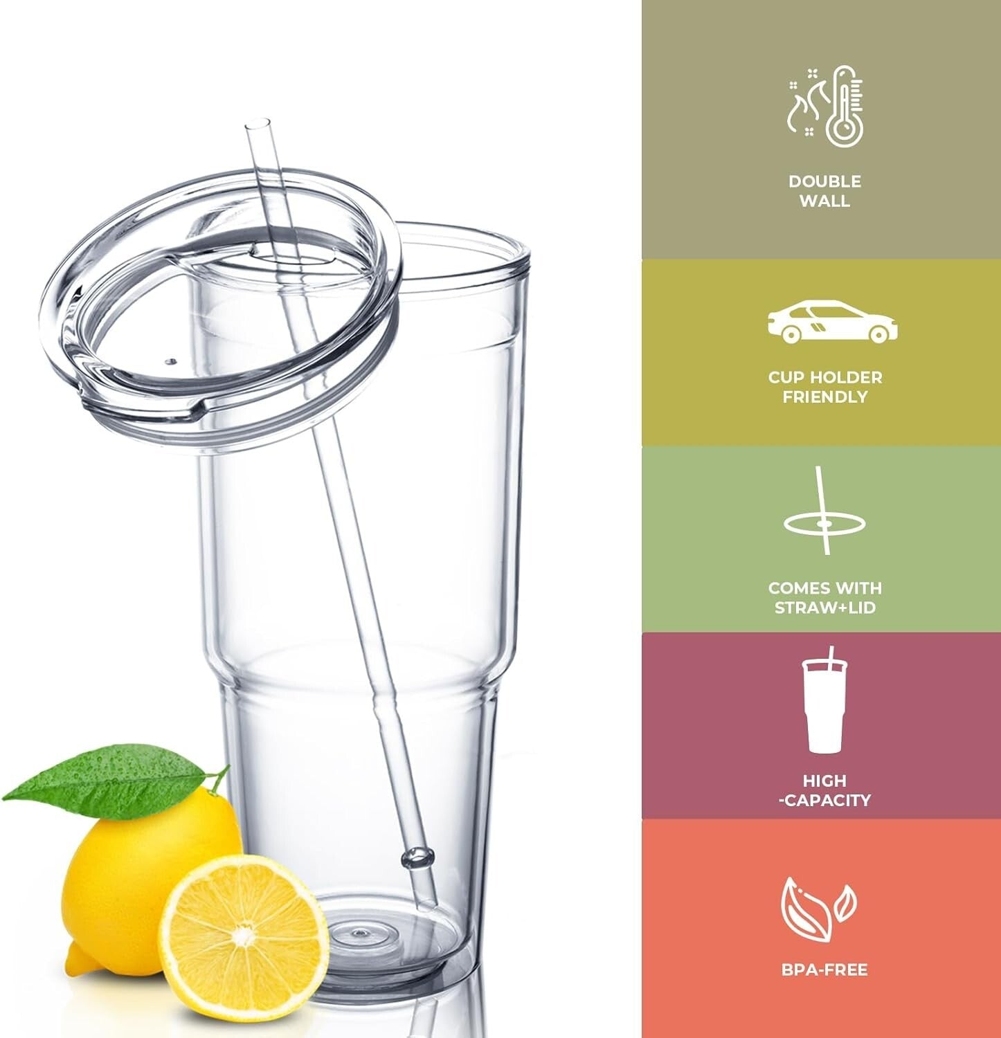 Durable 30oz Insulated Tumblers with Lids - Ideal for Cold Drinks, 4 Pack