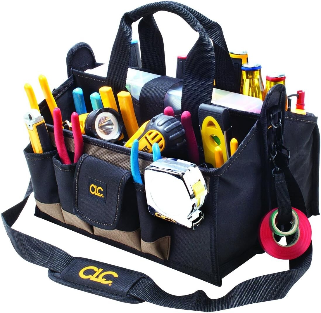 CLC 16 In. Tool Bag with Padded Handles & Compartment Tray for Tool Organization
