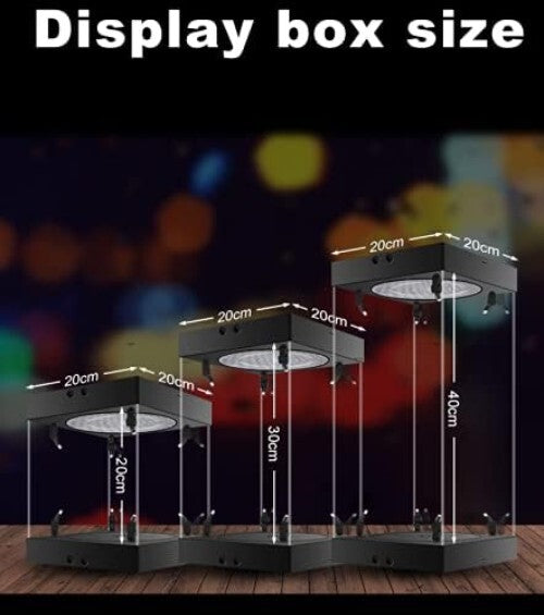 Acrylic Action Figure Display Case with Adjustable LED Lights and Rotating Base