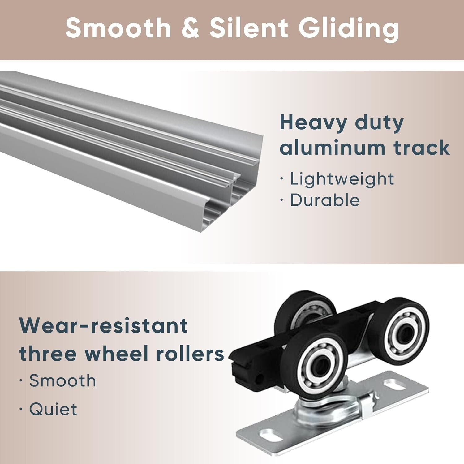 Bypass Door Hardware Set 72" for 2 Doors - Quietly Operating Aluminum Track