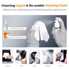 Load image into Gallery viewer, Pro Lens Cleaning Kit with Anti-Static Gloves &amp; 15ml Cleaning Liquid - Blue