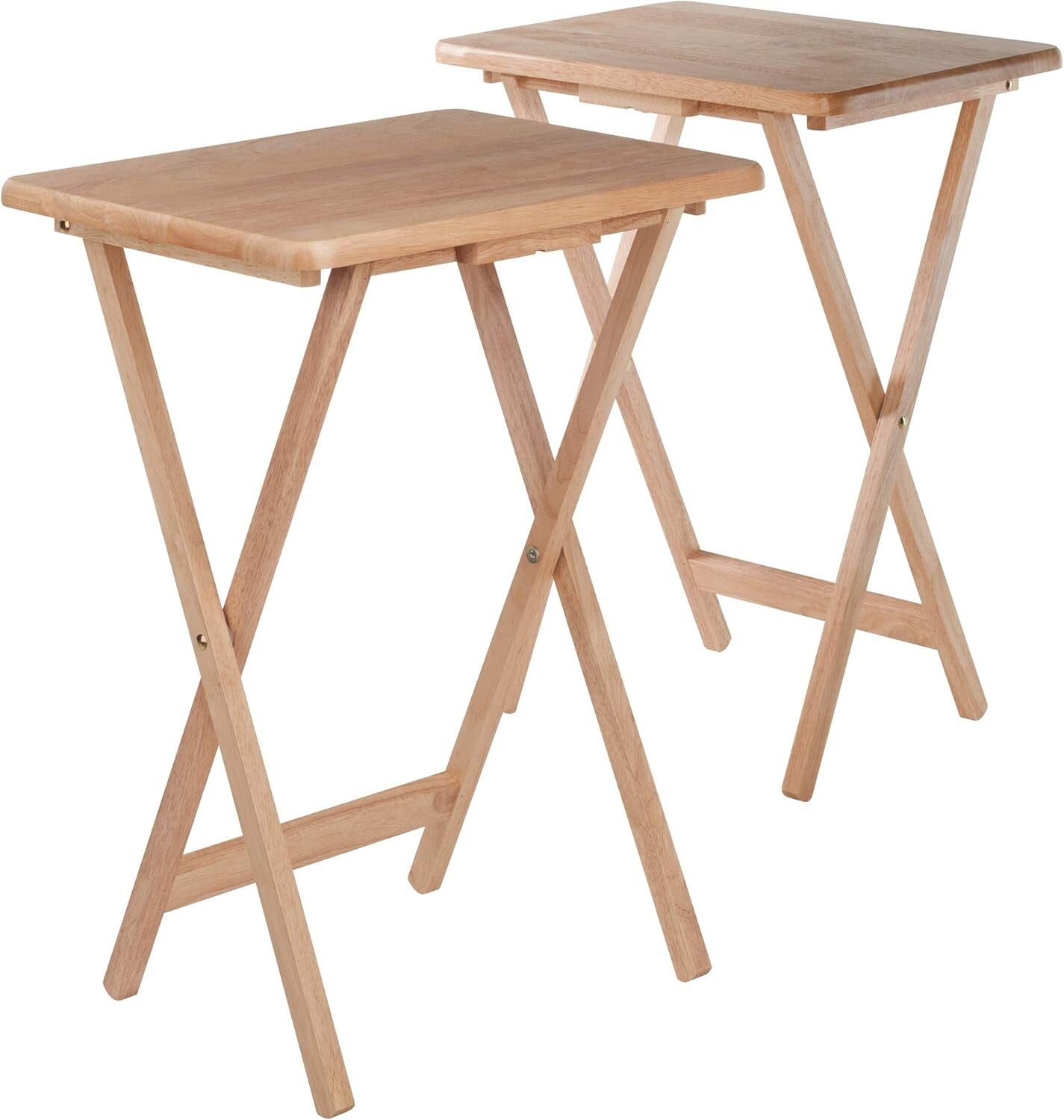 Transitional Design 2-Piece Snack Tray Table Set - Ideal for Small Spaces