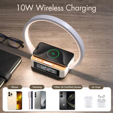 Load image into Gallery viewer, Modern Bedside Lamp with Alarm Clock, 3 Brightness Levels &amp; Wireless Charger