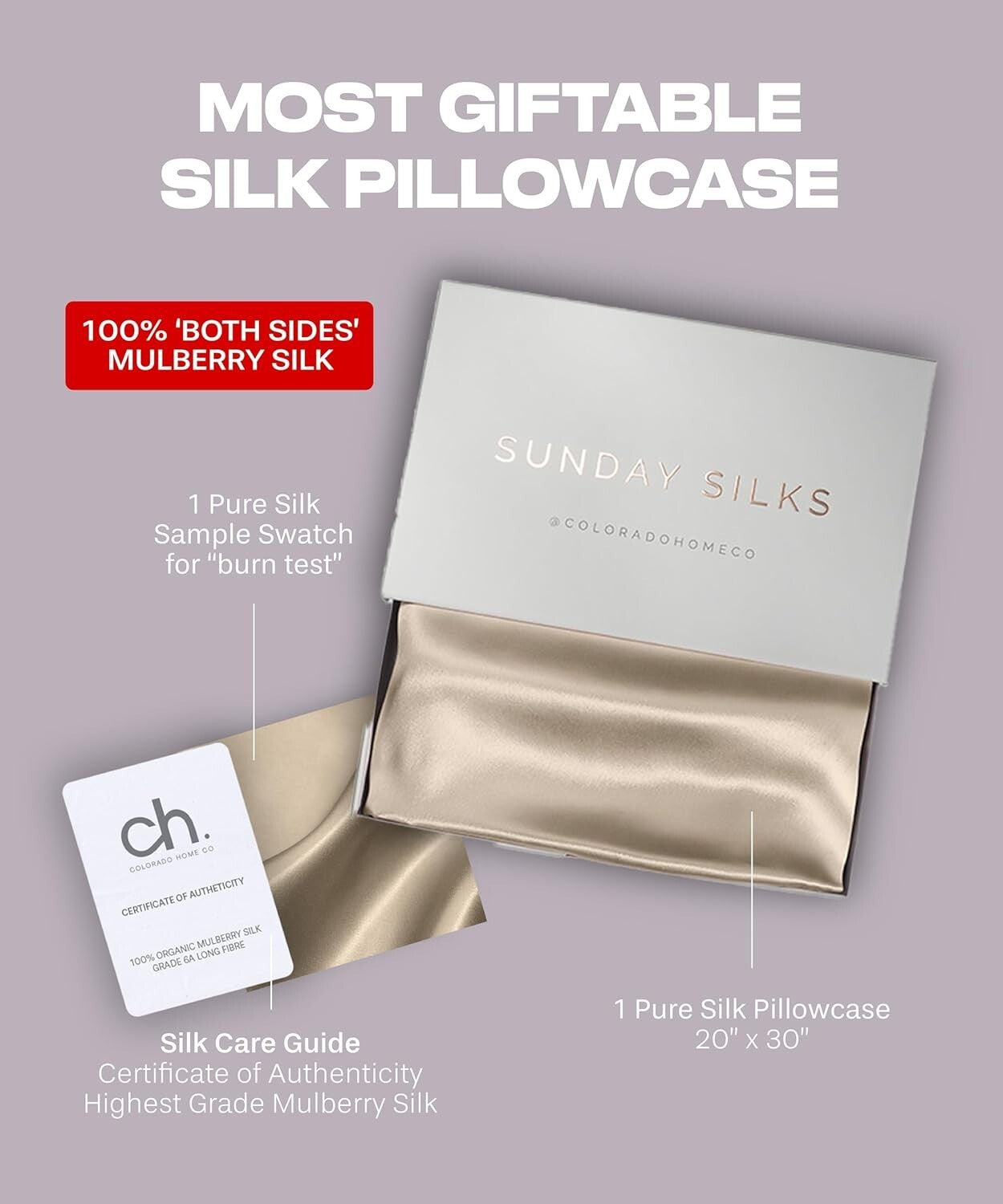 Cooling Queen Size Silk Pillowcase with 900 Thread Count - Mulberry Silk Luxury