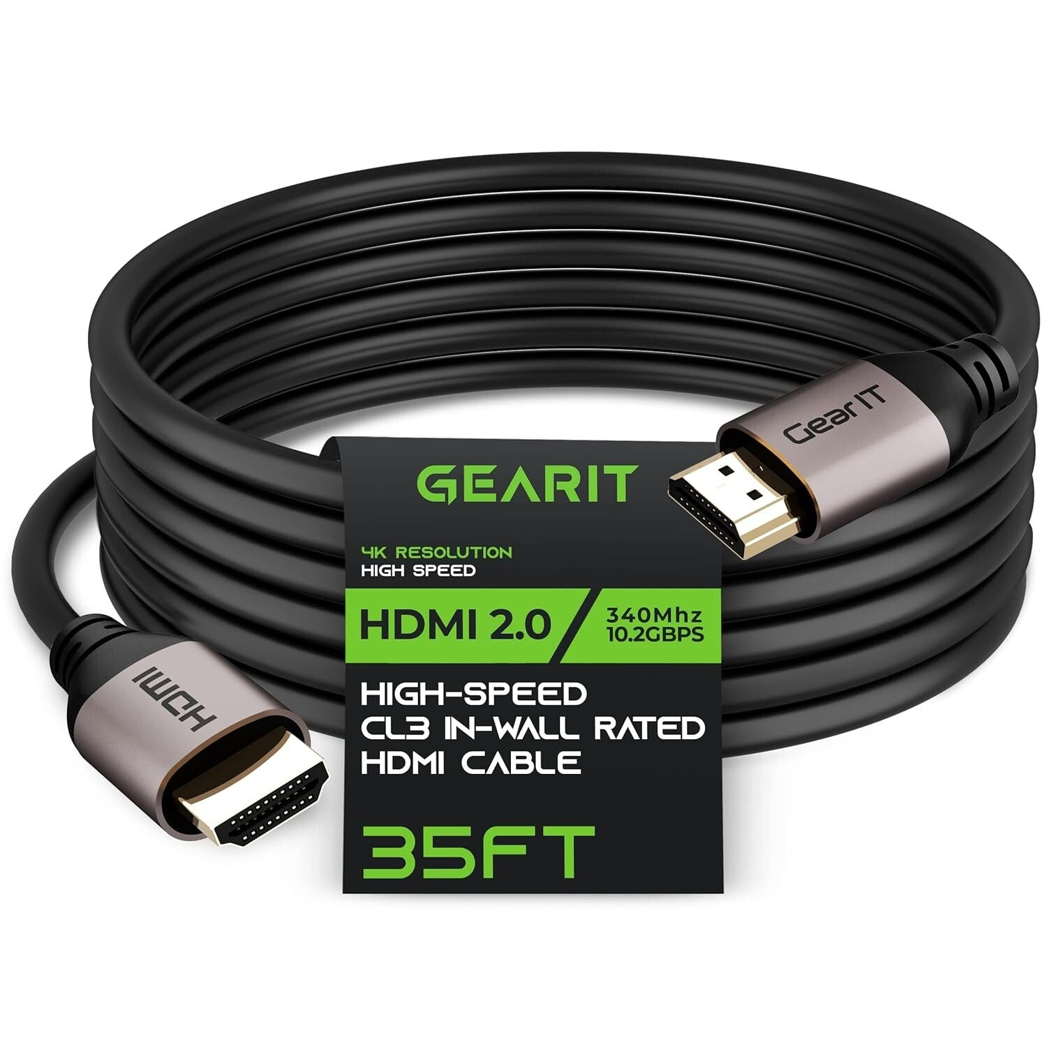 35ft 4K HDMI Cable - CL3 In-Wall Rated, 3D, HDR & High-Speed for All Devices