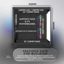 Load image into Gallery viewer, Stylish Prism Micro-ATX Cube Case: 5 ARGB Fans with 366 Modes &amp; Water Cooling