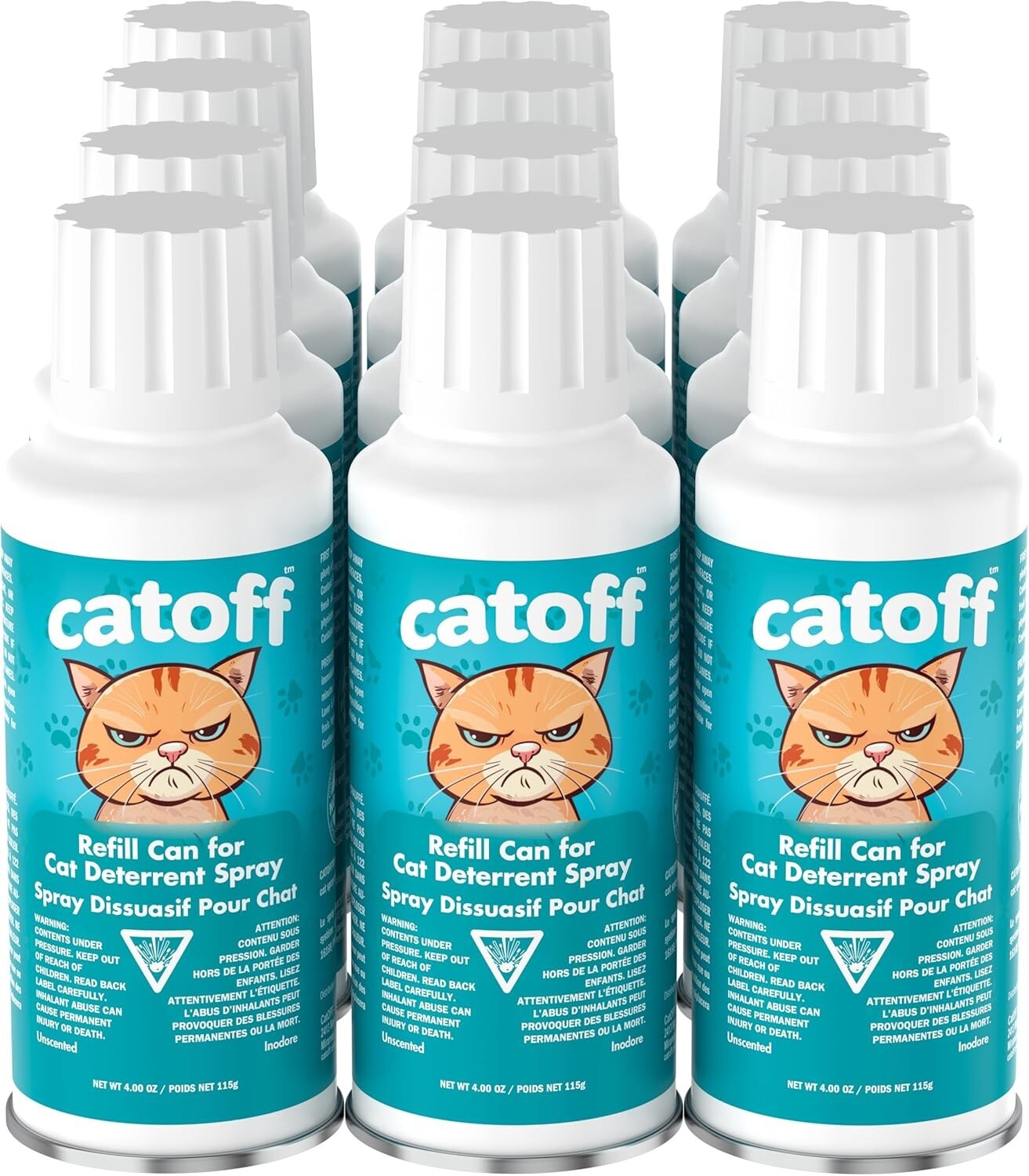 12 Replacement Cans for SSSCAT Cat Deterrent - Lasting Performance & Safety