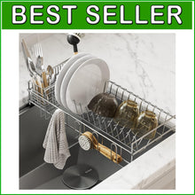 Load image into Gallery viewer, 17" Stainless Steel Over Sink Dish Drying Rack with Removable Utensil Holder