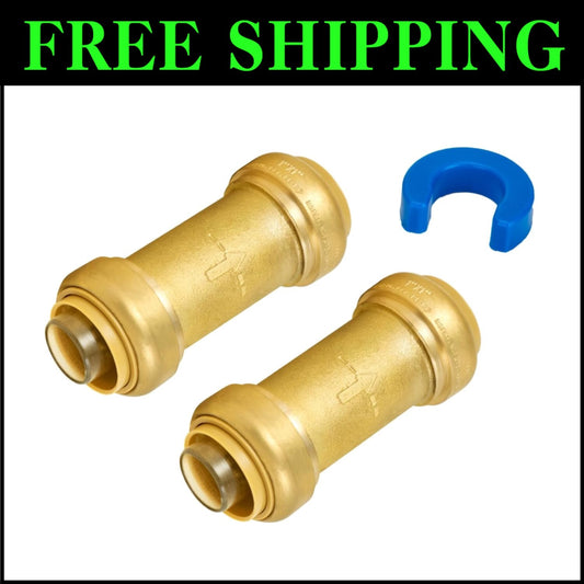 Pack of 2: 1 Inch Brass Check Valve with Push-to-Connect Fitting for Plumbing