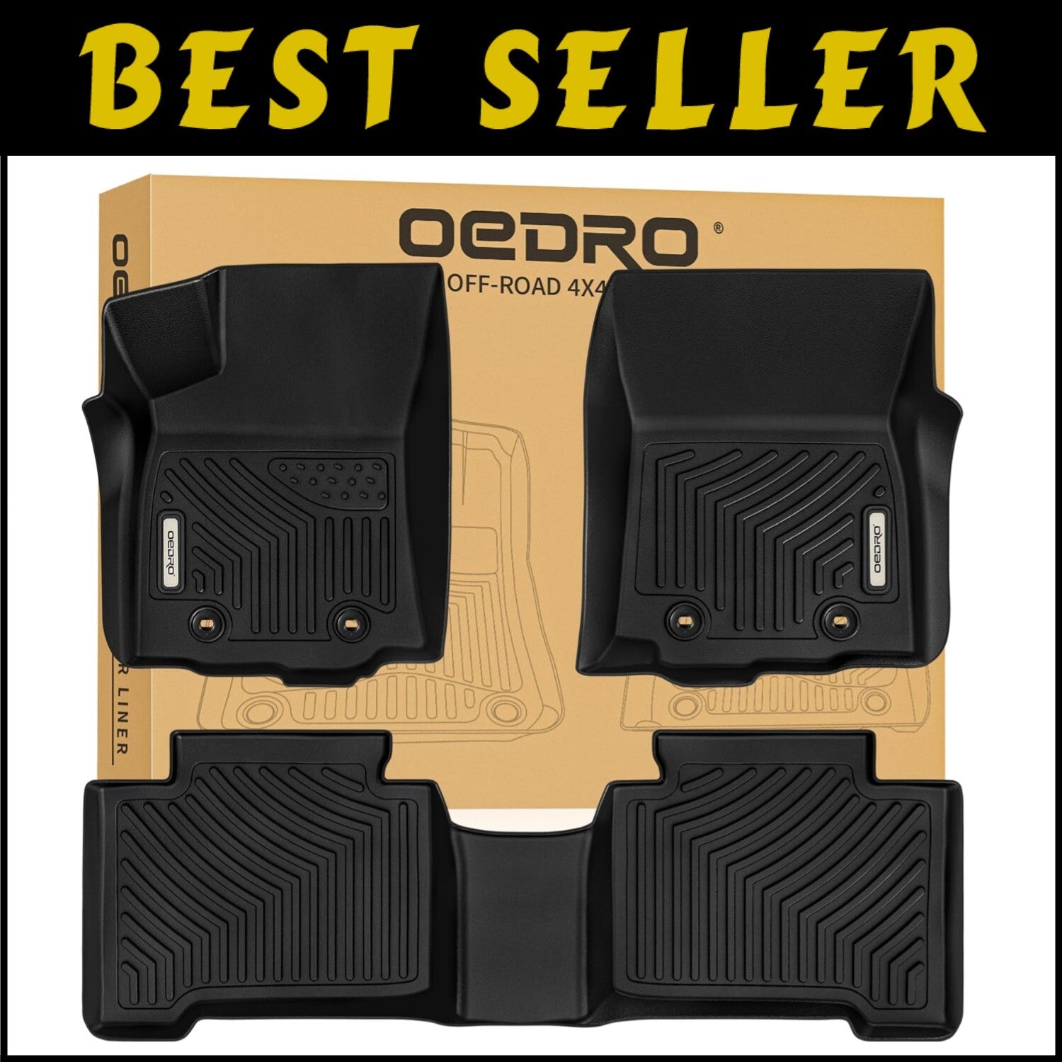 Durable All-Weather Floor Liners for 2016-2023 Tacoma Double Cab - TPE Set