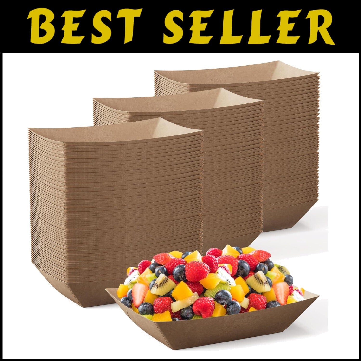 Convenient 1000 Pack Kraft Paper Food Trays - Perfect for Outdoor Gatherings